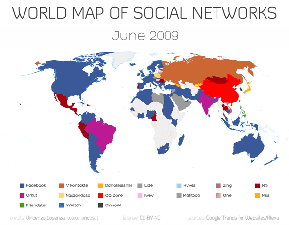 Animated World Map of Social Networks 