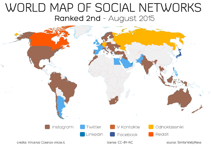 mappa dei social network che seguono facebook