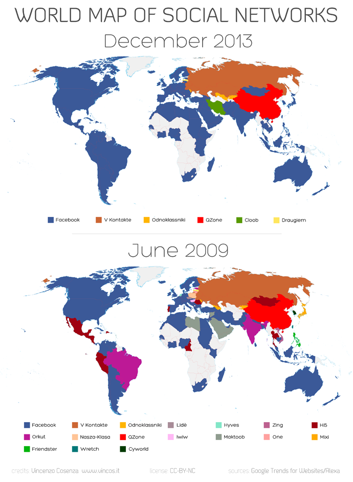 World Map of Social Networks comparison
