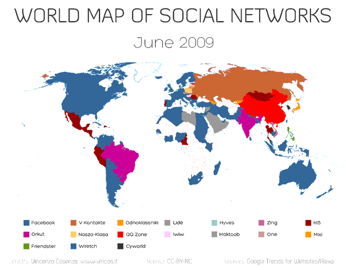 World map of social network animated