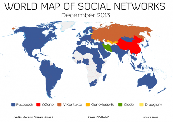 World Map of Social Networks December 2013