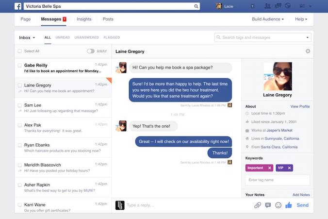 facebook messages tab