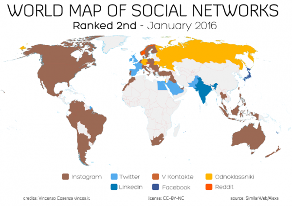 mappa dei social network secondi dopo facebook