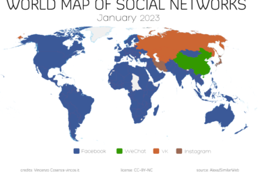 I social e gli instant messenger più usati al mondo: le mappe del 2023